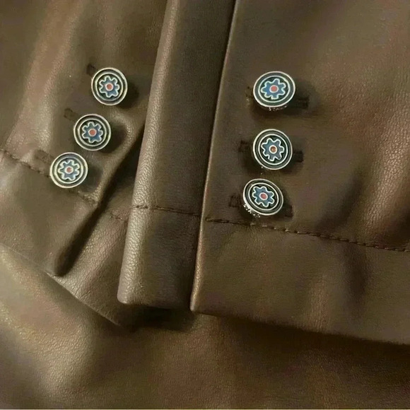 Staud Madden Womens Faux Vegan Leather Oversized Brown Blazer Jacket L Long $495 - Picture 10 of 15